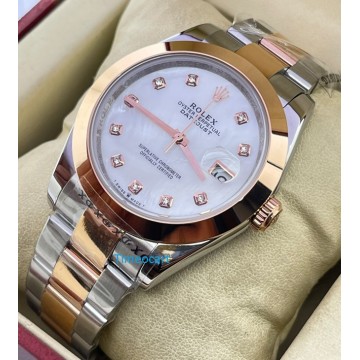 Rolex Date Just Diamond Mark Mother Of Pearl White 2 Swiss Automatic Watch