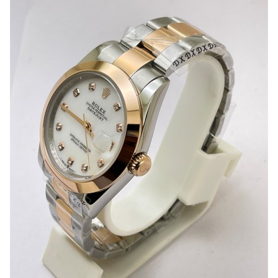 Rolex Date Just Diamond Mark Mother Of Pearl White 2 Swiss Automatic Watch