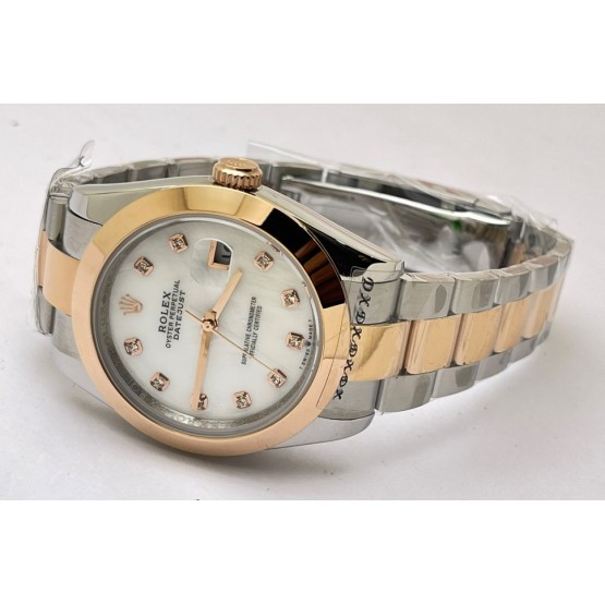 Rolex Date Just Diamond Mark Mother Of Pearl White 2 Swiss Automatic Watch