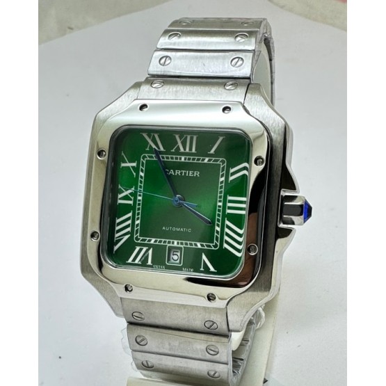 Cartier Santos 100 Steel Green Swiss Automatic Watch