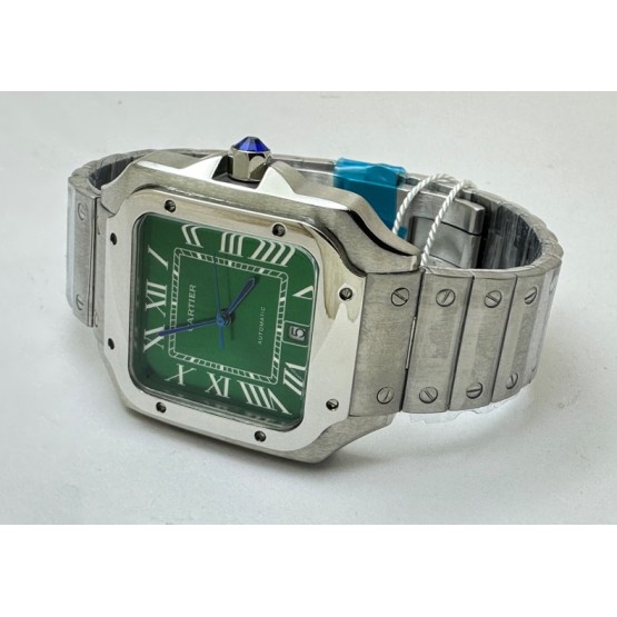 Cartier Santos 100 Steel Green Swiss Automatic Watch