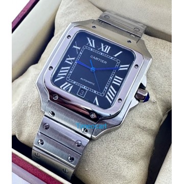 Cartier Santos 100 Steel Black Swiss Automatic Watch