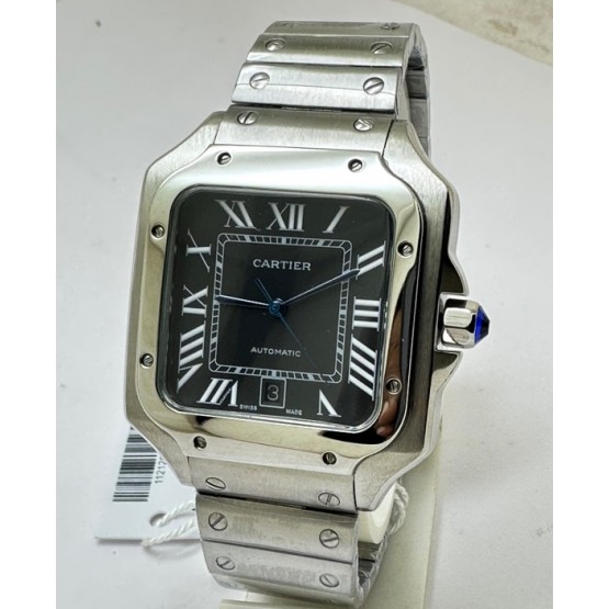 Cartier Santos 100 Steel Black Swiss Automatic Watch