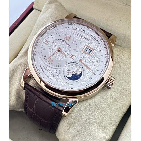 A. Lange & Shone Grand Lange 1 Moon Phase Rose Gold White Swiss Automatic Watch