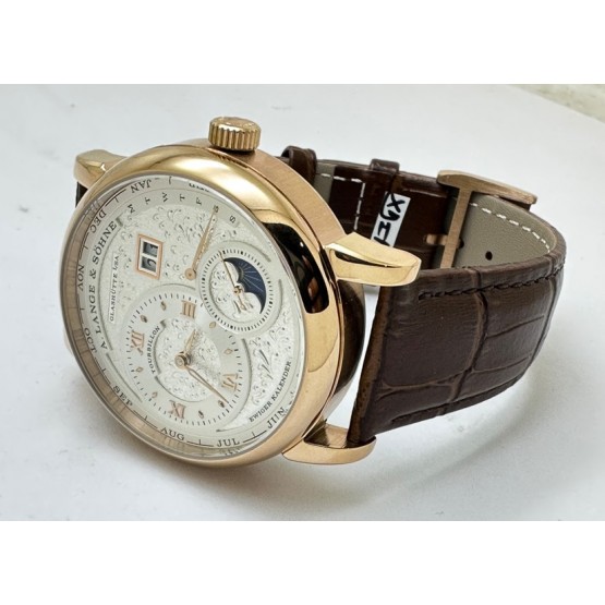 A. Lange & Shone Grand Lange 1 Moon Phase Rose Gold White Swiss Automatic Watch