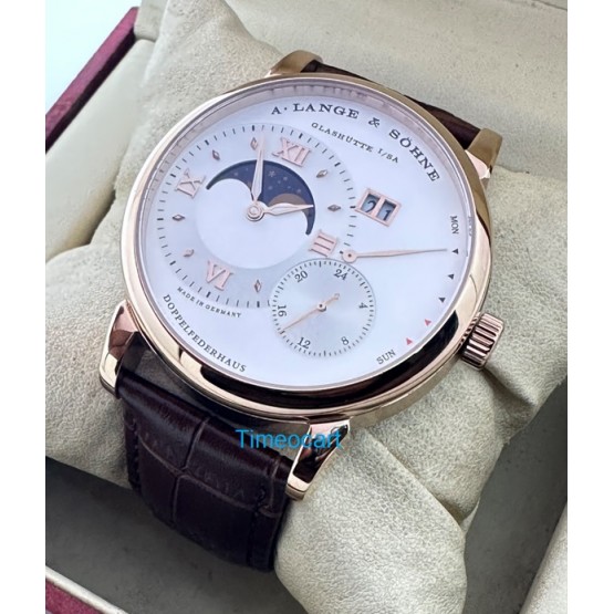 A. Lange & Shone Grand Lange 1 Moon Phase Rose Gold White Swiss Automatic Watch - A