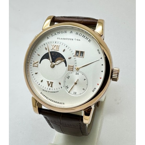 A. Lange & Shone Grand Lange 1 Moon Phase Rose Gold White Swiss Automatic Watch - A