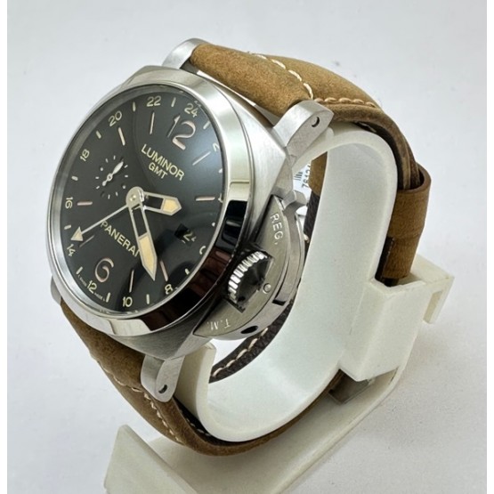 Panerai GMT Steel Brown Strap Swiss Automatic Watch