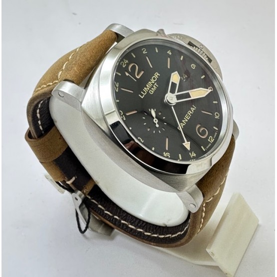 Panerai GMT Steel Brown Strap Swiss Automatic Watch