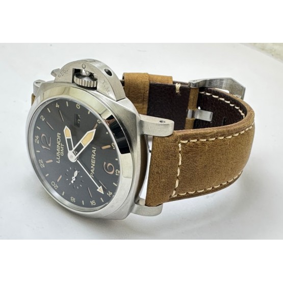 Panerai GMT Steel Brown Strap Swiss Automatic Watch