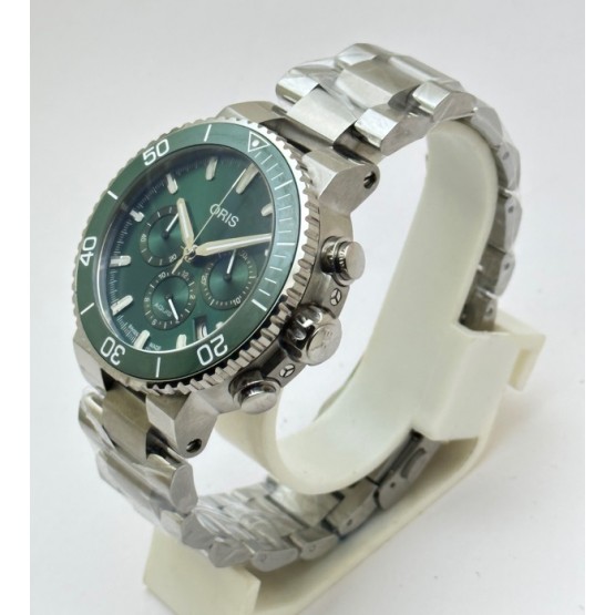 Oris Aquis Chronograph Green Steel Bracelet Watch