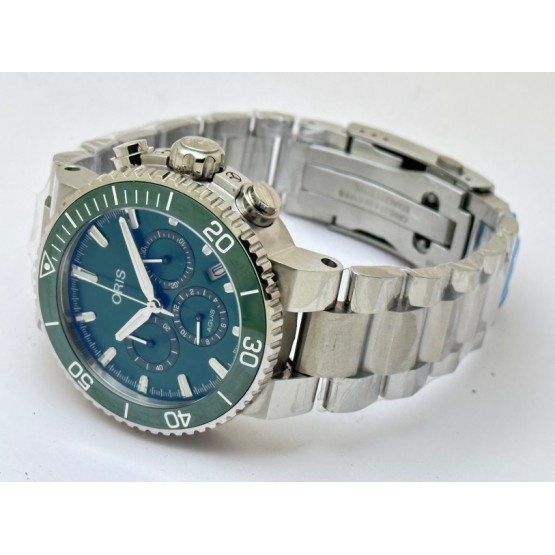 Oris Aquis Chronograph Green Steel Bracelet Watch