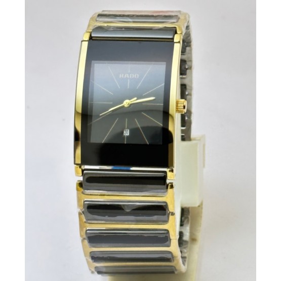 Rado Jubile Square Black Ceramic Stick Mark Dual Tone Watch