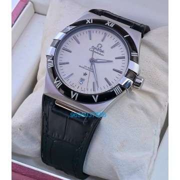 Omega Constellation White Black Strap Swiss Automatic Watch