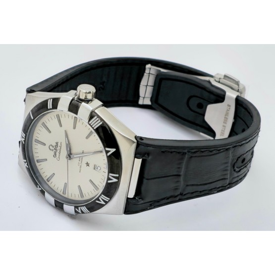 Omega Constellation White Black Strap Swiss Automatic Watch