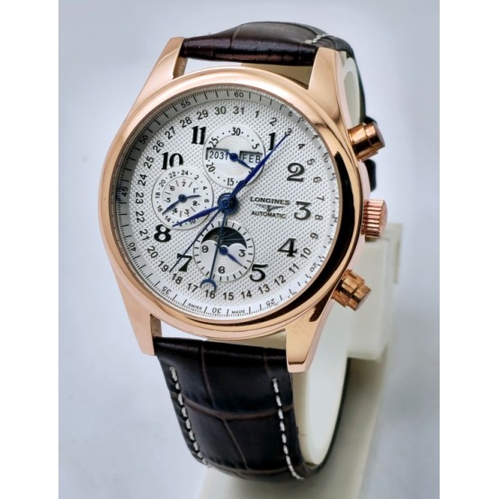 Longines Master Collection Rose Gold Leather Strap Swiss Automatic Watch