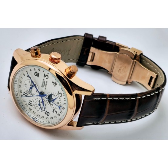 Longines Master Collection Rose Gold Leather Strap Swiss Automatic Watch