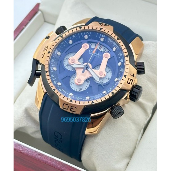 Graham Chronometer Blue Rubber Strap Watch