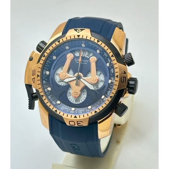 Graham Chronometer Blue Rubber Strap Watch