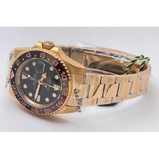 Rolex GMT Master II Rootbeer Everose Gold Swiss ETA 3285 Valjoux Movement Watch