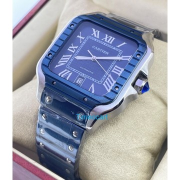 Cartier Santos De Blue PVD Swiss Automatic Watch