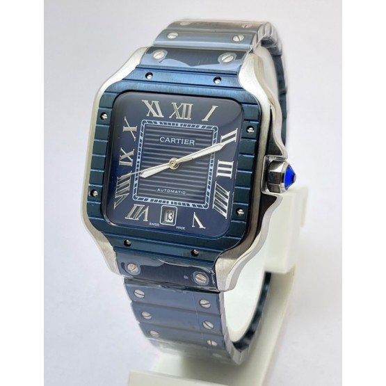 Cartier Santos De Blue PVD Swiss Automatic Watch