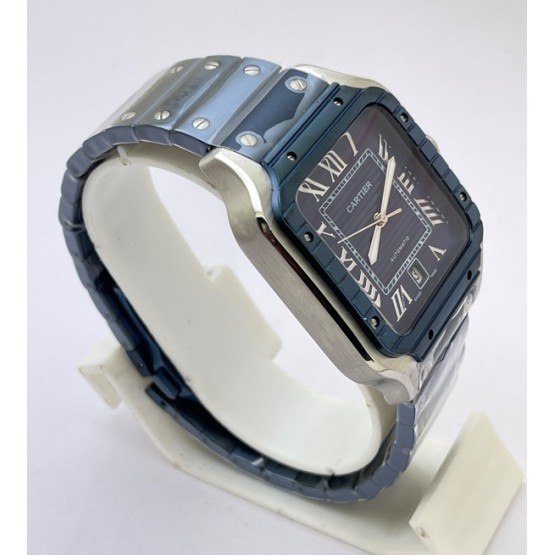 Cartier Santos De Blue PVD Swiss Automatic Watch