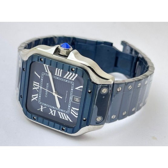 Cartier Santos De Blue PVD Swiss Automatic Watch