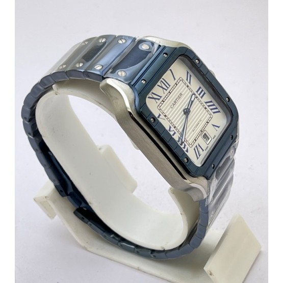 Cartier Santos De Blue PVD White Swiss Automatic Watch