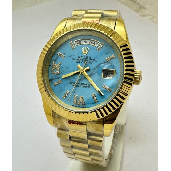 Rolex Day Date Turquoise Diamond Roman Marking Swiss Automatic Watch