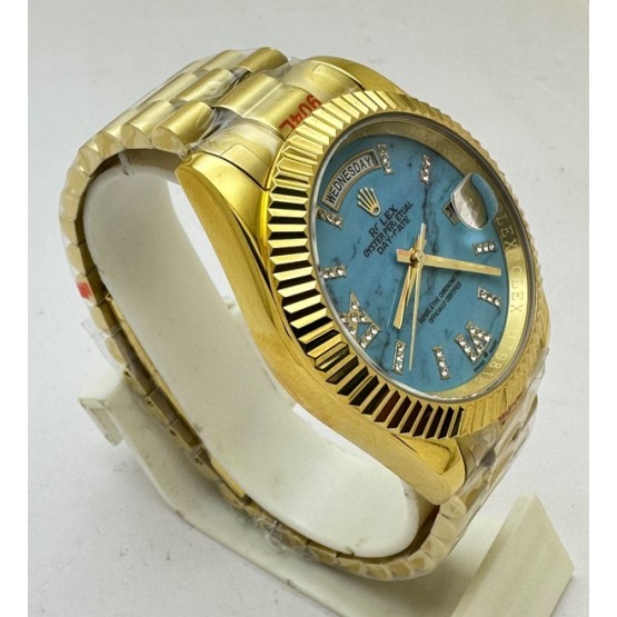 Rolex Day Date Turquoise Diamond Roman Marking Swiss Automatic Watch