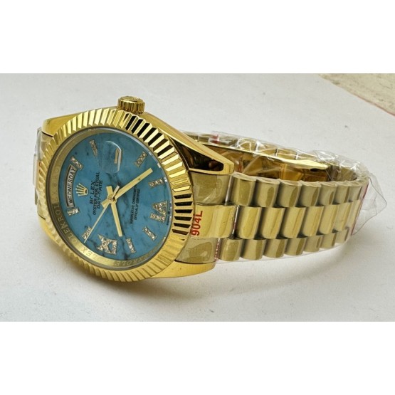 Rolex Day Date Turquoise Diamond Roman Marking Swiss Automatic Watch