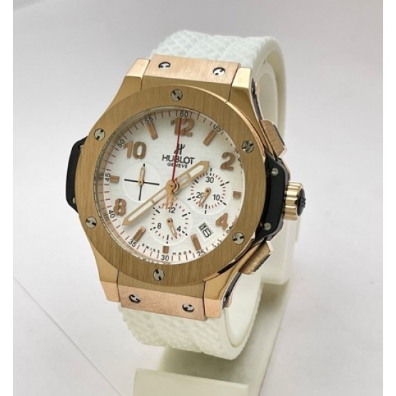 Hublot Big Bang Rose Gold White Rubber Strap Watch