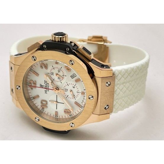 Hublot Big Bang Rose Gold White Rubber Strap Watch