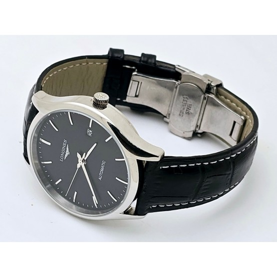 Longines Master Collection Black Steel 2 Leather Strap Swiss Automatic Watch