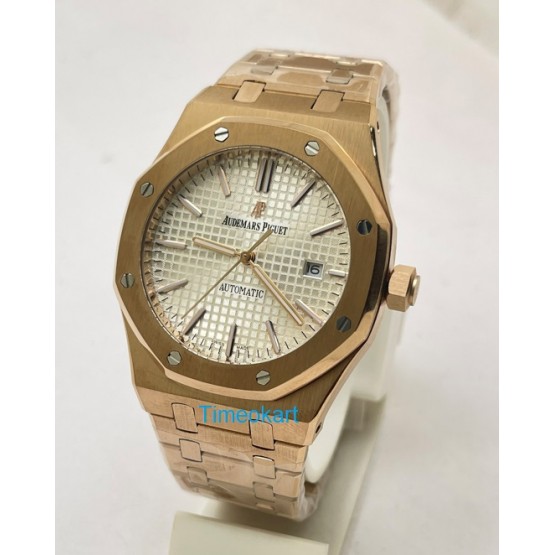 Audemars Piguet Royal Oak Rose Gold White Swiss Automatic Watch