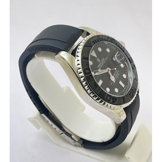  Rolex Yacht Master Steel Black Rubber Strap Swiss Automatic Watch