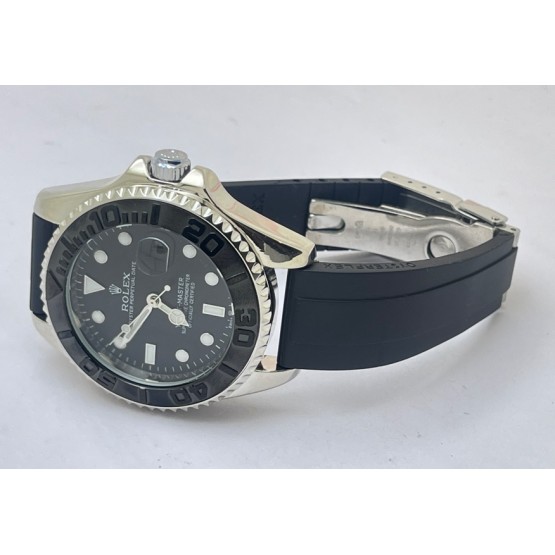  Rolex Yacht Master Steel Black Rubber Strap Swiss Automatic Watch