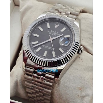 Rolex Date-Just Grey Swiss ETA Automatic 3235 Valjoux Movement Watch