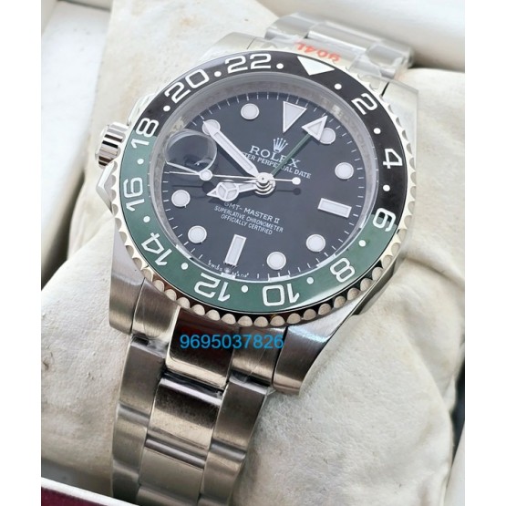 Rolex GMT Master II Destro Left-Handed Oyster Bracelet Swiss ETA 7750 Valjoux Movement Watch