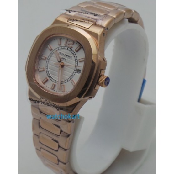 Patek Philippe Nautilus White Rose Gold Ladies Watch