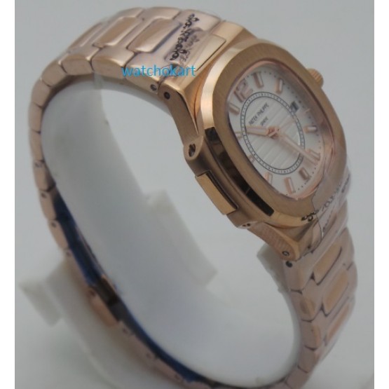 Patek Philippe Nautilus White Rose Gold Ladies Watch