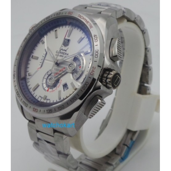 Tag Heuer Grand Carrera Calibre 36 Mens White Steel Watch