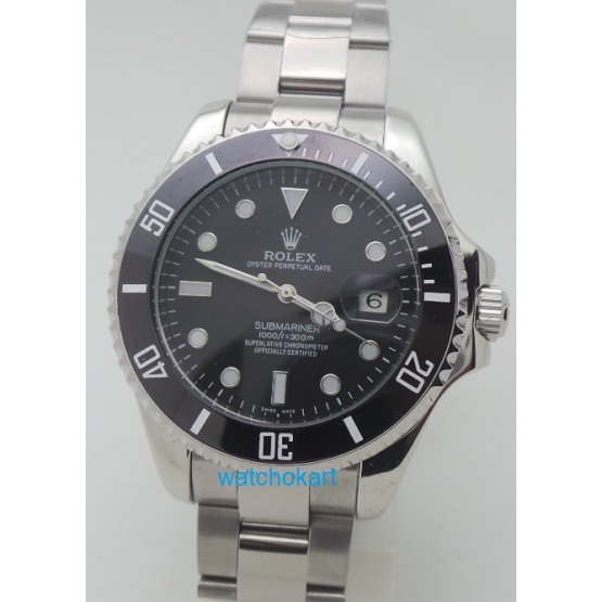  Rolex Submariner Black Dial Steel Bracelet Mens Watch