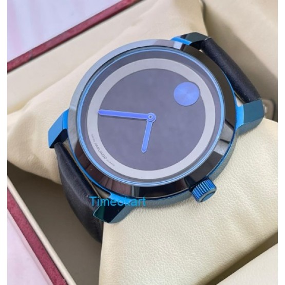 Movado Bold Leather Strap Watch