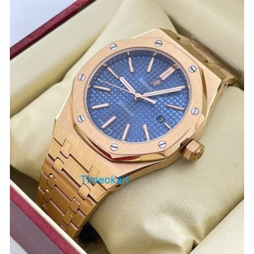 Audemars Piguet Royal Oak Rose Gold BLUE Swiss  Automatic Watch