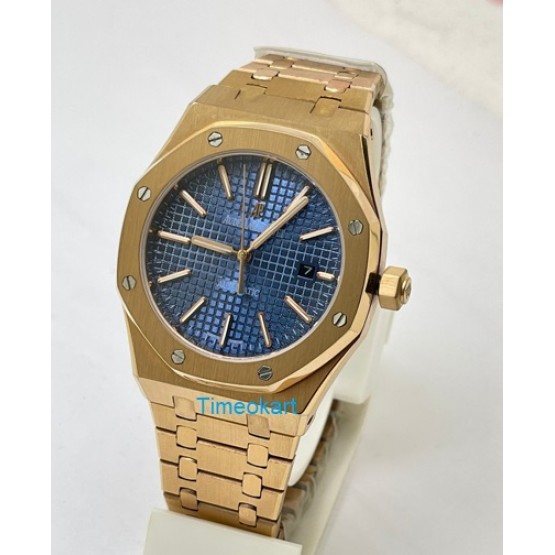 Audemars Piguet Royal Oak Rose Gold BLUE Swiss  Automatic Watch