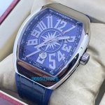 Franck Muller Vanguard Yachting Steel Blue Leather Strap Swiss ETA Automatic Watch