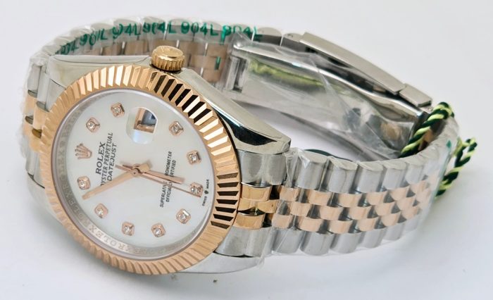 Rolex Date Just Mother Of Pearl White Swiss Automatic Watch - Image 5