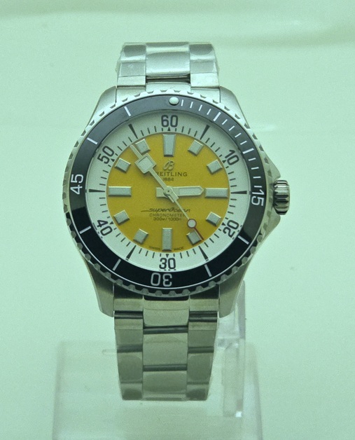 081025A12 Breitling Superocean Yellow Steel Swiss Automatic Watch - Image 3